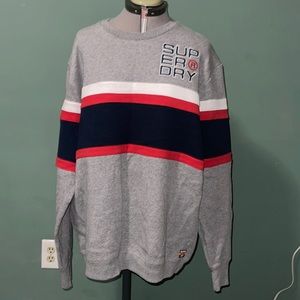 Superdry Men's Applique Weekend Cut & Sew Crew Sweatshirt - Varsity Silver 2XL